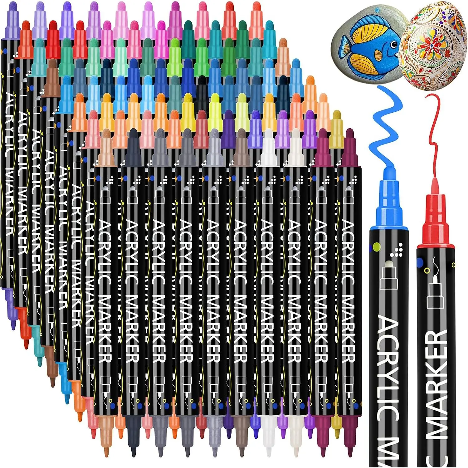 80 Colors  Tip   Markers, Fine Tip and Dot Tip  Pens for Rock Painting,   Markers for , Glass, Ceramic, Fabric, Metal, Plastic, Paper, Canvas, DIY Art Supplies