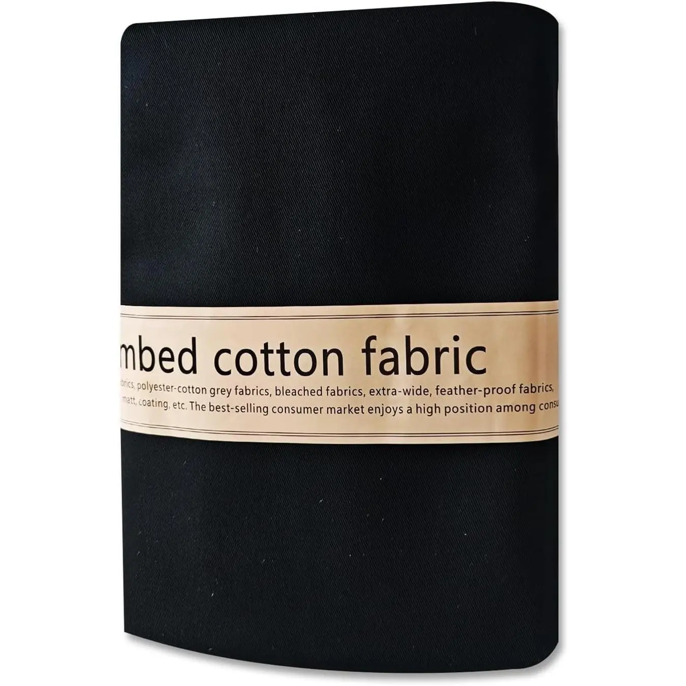 2 Yard 100% Cotton Black Twill Canvas & Natural Thick Poplin Fabric by The Yard, 59 Inches Wide, Embroidery Muslin Quilting Fabric for Sewing & ApparelGift