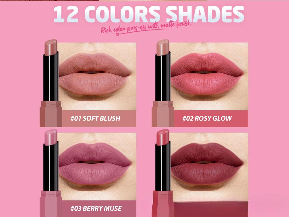 6PCS Pink & Rose Matte Lipstick Set – Soft Nude Pink, Dusty Rose & Berry Shades – Creamy Velvet Long Lasting Lip Color Collection – Lightweight Full Coverage Blur Effect Lip Makeup Kit