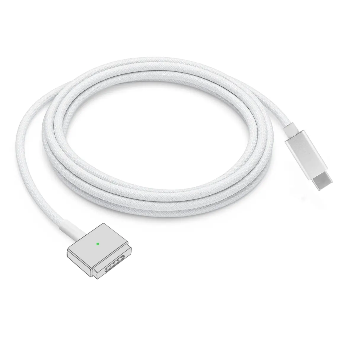 Magnetic Safe Charging Cable for MacBook, USB-C to MagSafe 1/2 Braided Cable Compatible with MacBook Air Pro 45W 60W 85W Adapter