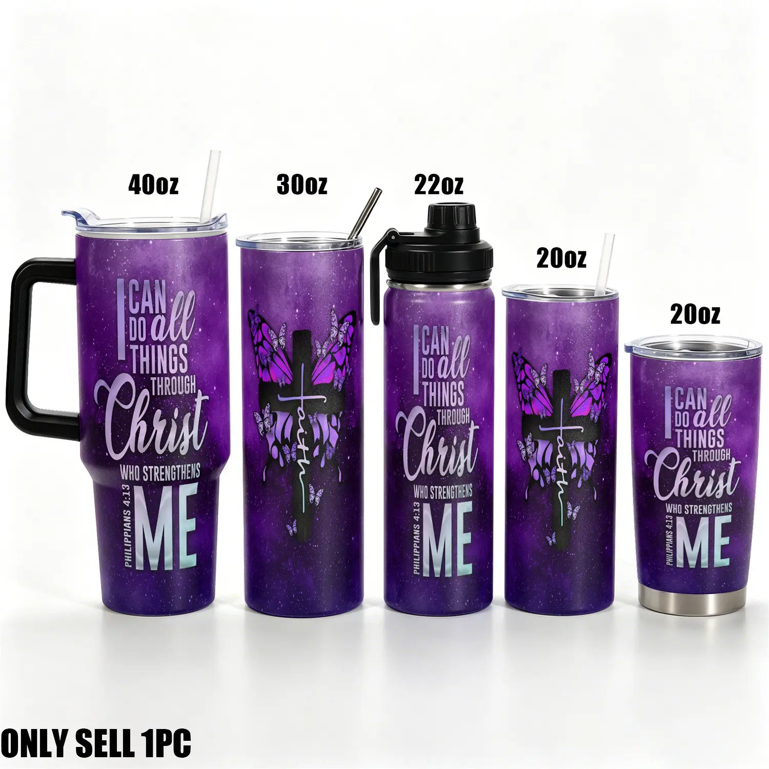 40oz/30oz/22oz/20oz Tumbler, 1pc Gift, Stainless Steel Cup, Drinkware, Bottles, Insulated and Durable, Purple starry sky background, Gifts for Gift for christian, Any Occasion: Birthdays, Holidays, or Special Moments for Family, Friends, or Coworkers