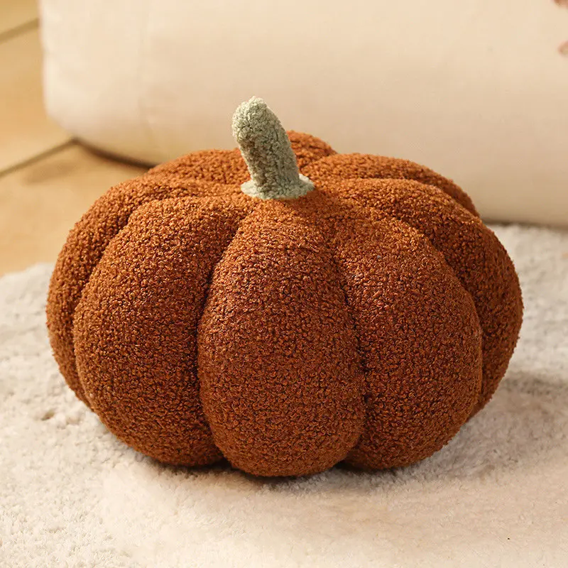 3D Pumpkin Plush Pillow, Soft Sherpa Fall Decor Cushion for Couch, Farmhouse Home Decoration, Cozy Holiday Gift for Friends and Family