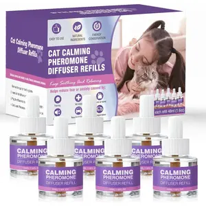 Cat Pheromones Calming Diffuser Refill 6 Pack Multicat Pheromone Refills Relieve Anxiety Stress Reduce Spraying Fighting Scratching for Cats 48ml Fit All Common Plug-in Diffusers