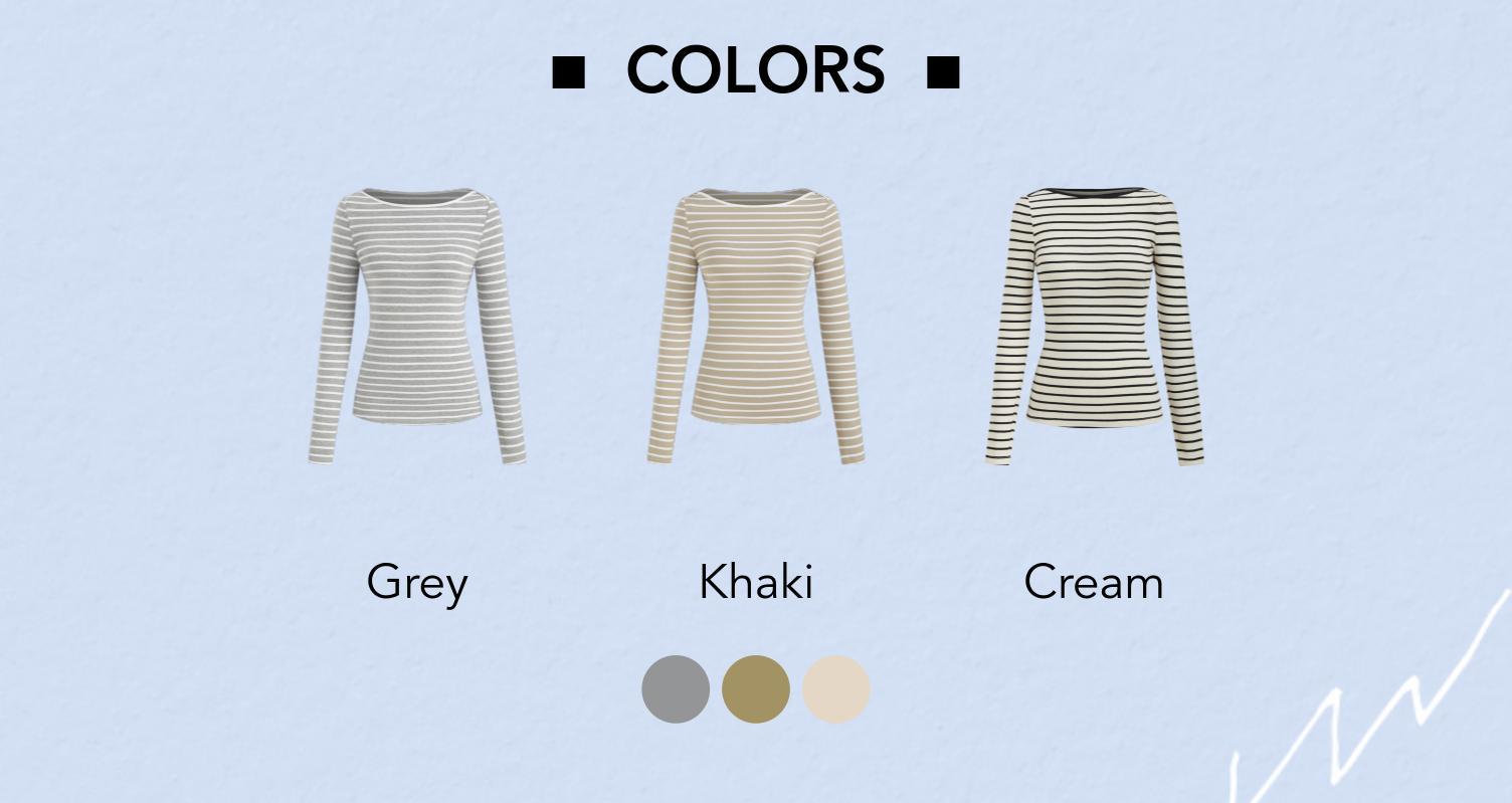 Cider Cotton-blend Striped Boat Neck Long Sleeve Tee