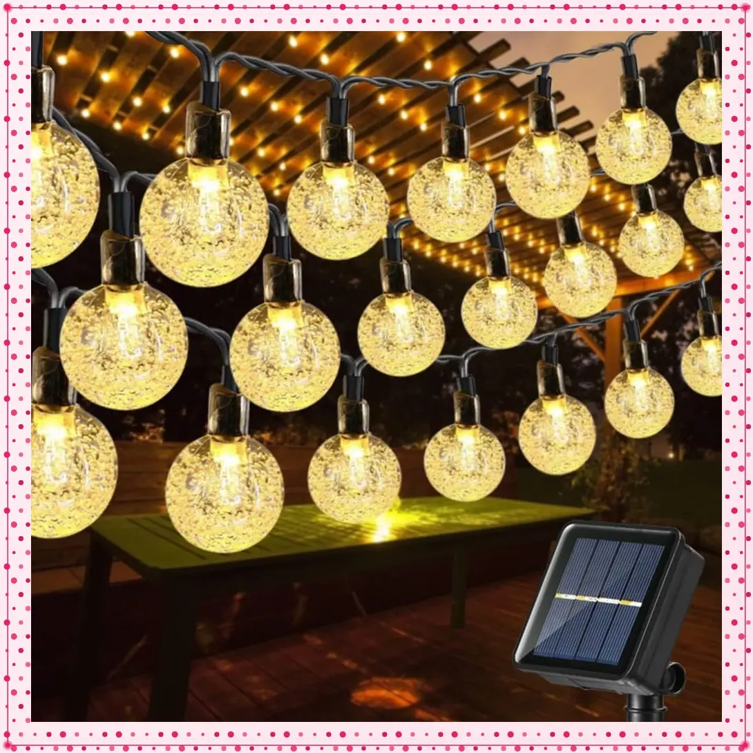 Solar String Lights Outdoor, 56ft 100 LED Globe String Light | 8 Mode, Waterproof Crystall Ball Lights Solar Patio Lights for Garden, Lawn, Patio, Gazebo, Yard, Outdoor Decor - Warm WhiteGift