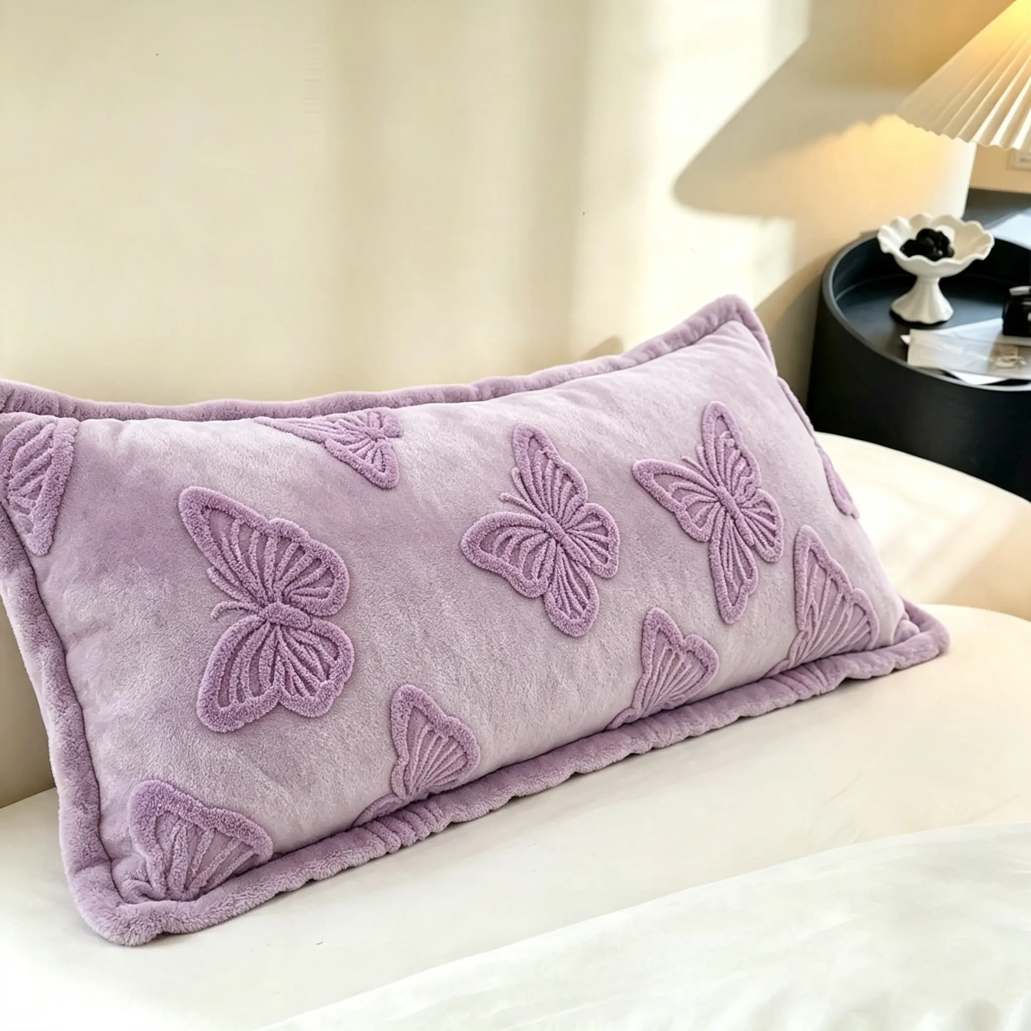 Butterfly Flower Body Pillowcase, 20x54 Inches, Soft Plush Fleece, Luxury Long Pillowcase, All-Season Comfort