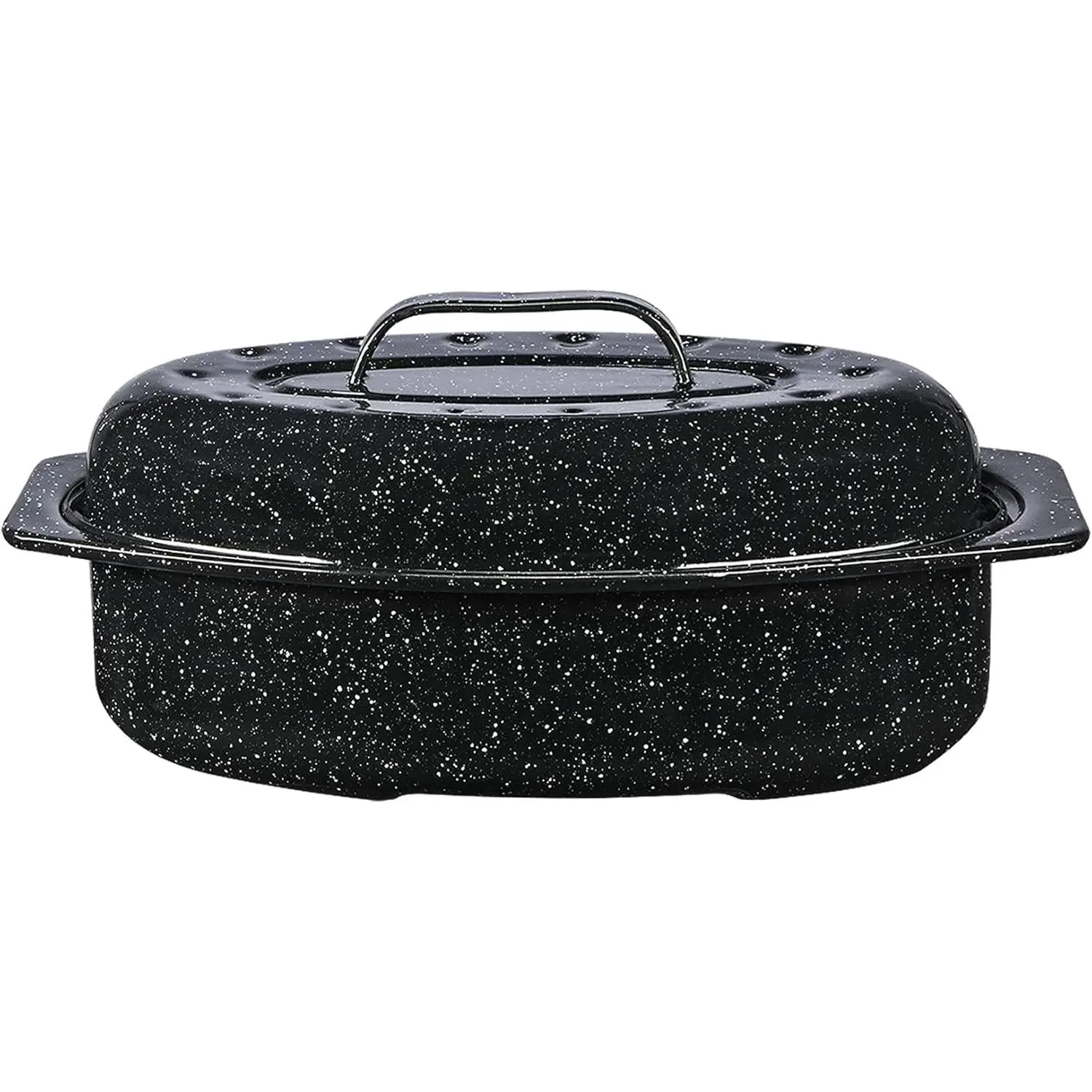 Granite Ware 13" Oval Roaster with Lid – Enameled Steel, Oven Safe to 932°F – Ideal for Roasting, Baking & Sourdough Bread – Self-Basting Cover, Dishwasher Safe, 7 lb Capacity