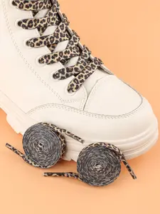 Leopard Print Sport Shoes Laces, Polyester Dual-Sided Animal Pattern, Colorful Shoe Laces, Shoe Strings For Sneakers, Flat Design, Durable & Stylish