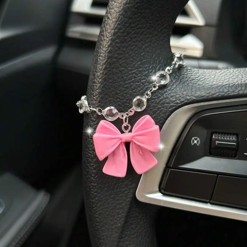 Bowknot Decorates Car Hanging Ornament Colorful Resin Bowknot Pendant Windmill-shaped Car Decoration, Ideal Gift for Friends or New Cars, Stylish Automotive Accessories