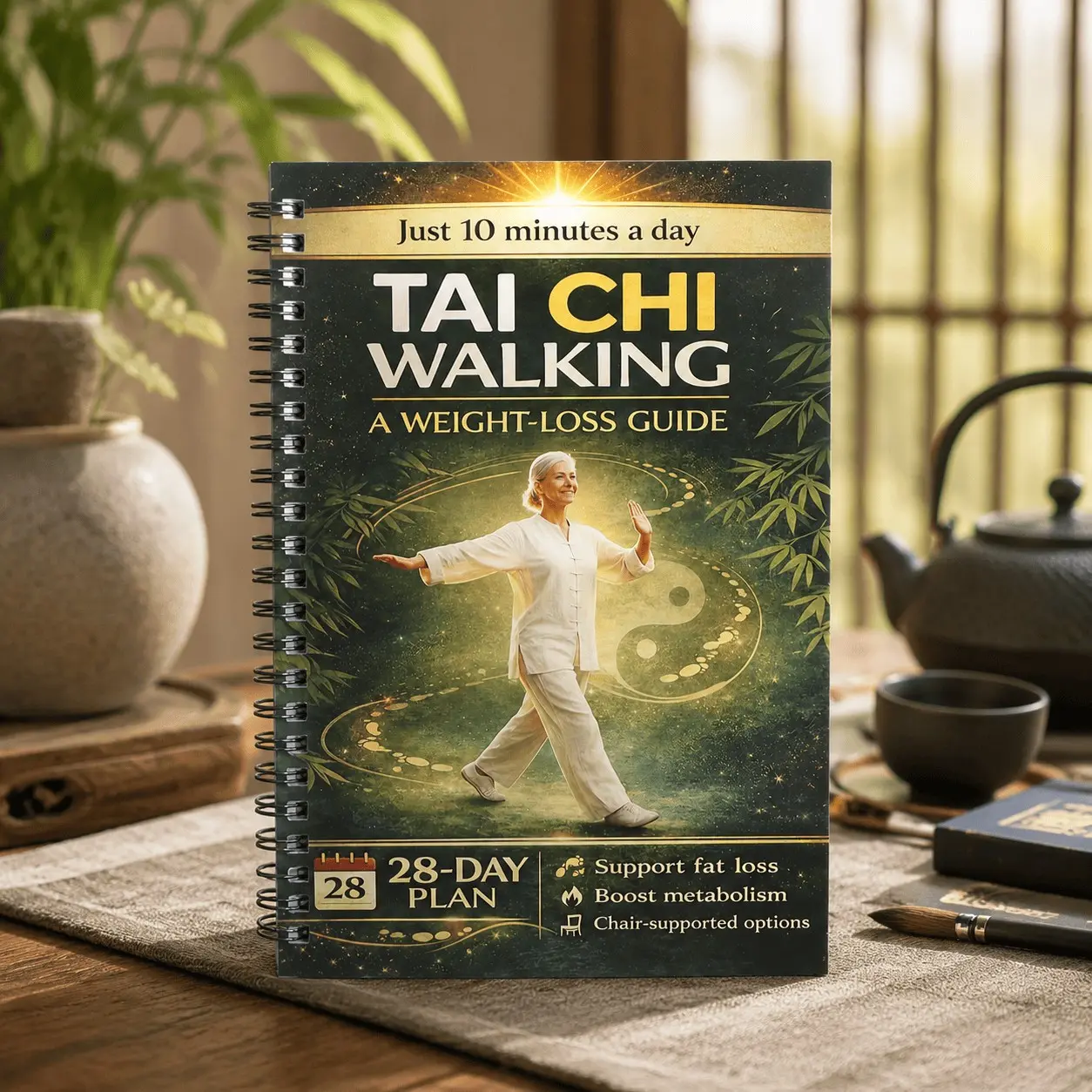 Tai Chi Walking Healthy Weight Loss Program for Seniors, 28-Day Progressive Training Plan, Gentle, Joint-Friendly, Low Intensity, Indoor/outdoor Use
