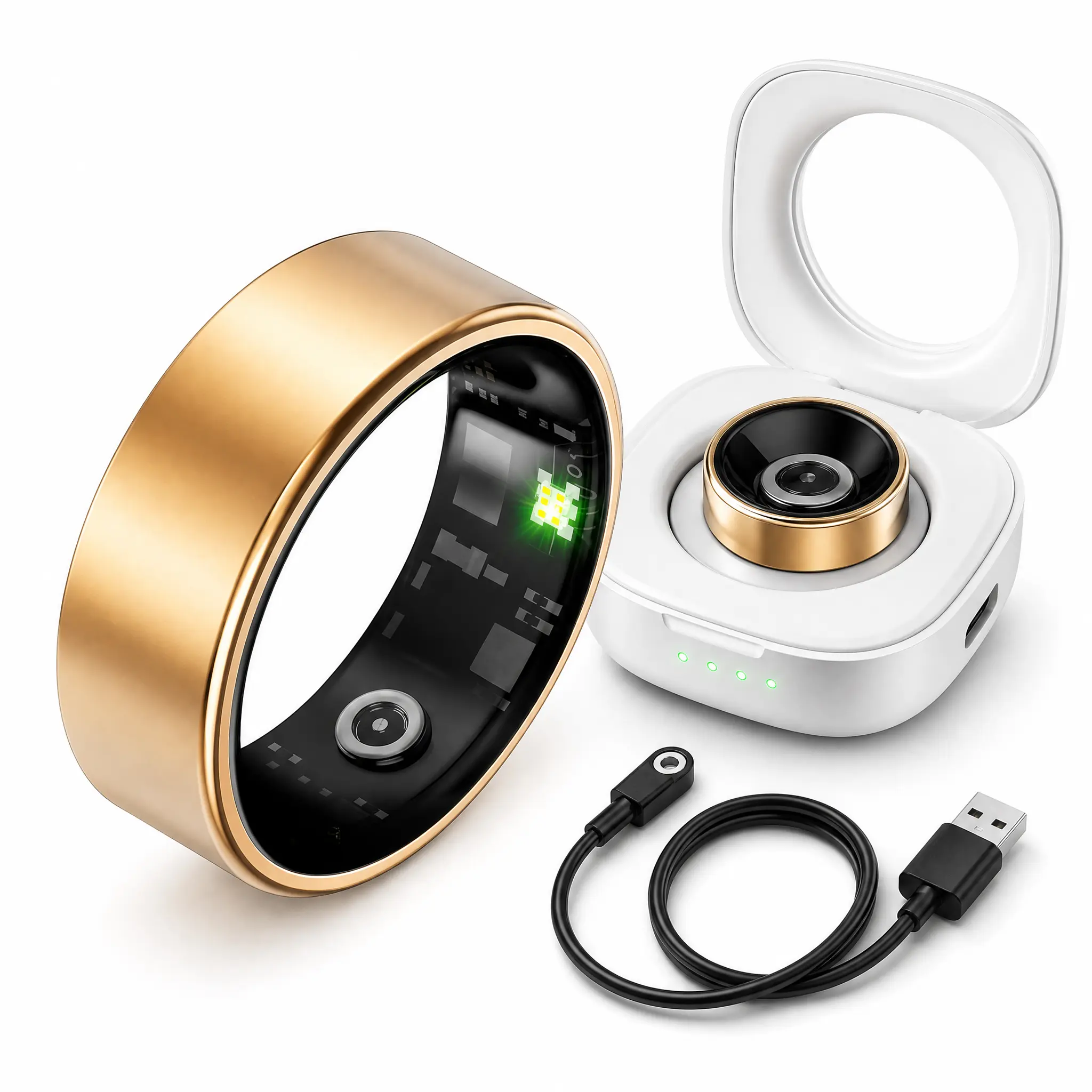 CVXVC Smart Ring| 24/7 Health Tracker with Blood Pressure Heart Rate SpO2 Monitor| Sleep Stress Step Counter| IP68 Waterproof Titanium Ring for Women & Men| iOS Android| No Subscription