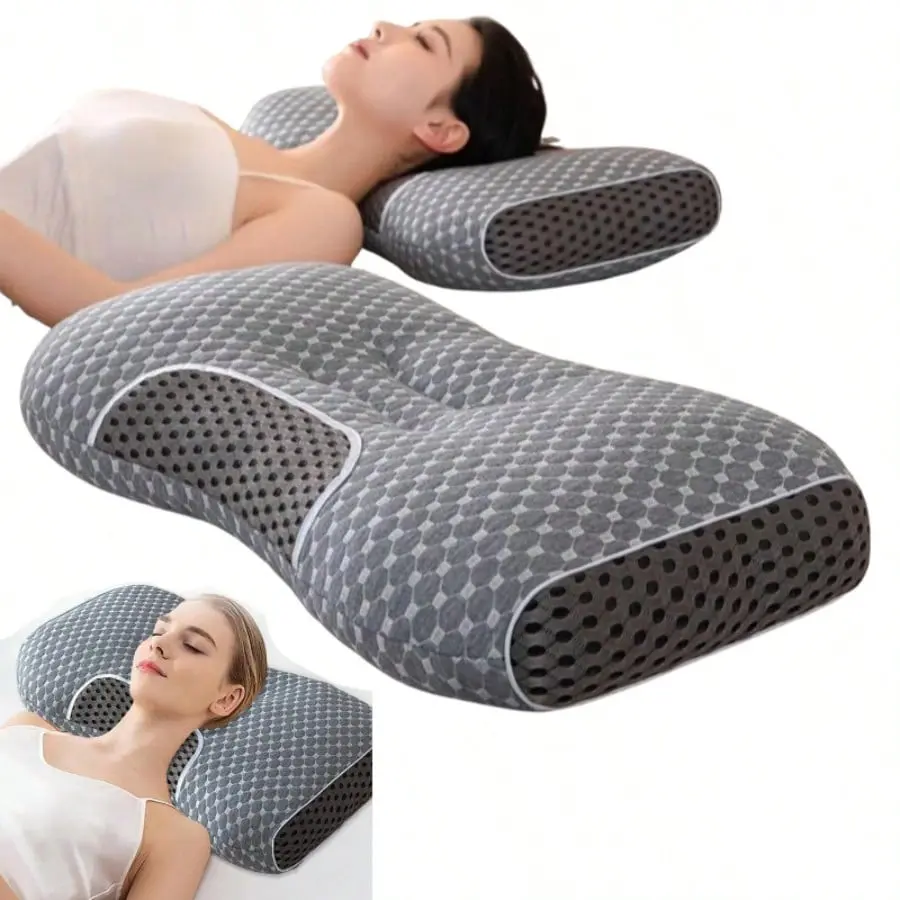 Adjustable height curved pillow,durable Household pillow, effectively supporting the shoulders and neck, soft pillow conforms to the body curve for rest, provide support during sleep,fluffy-filled comfortable bed pillow，suitable for all postures.
