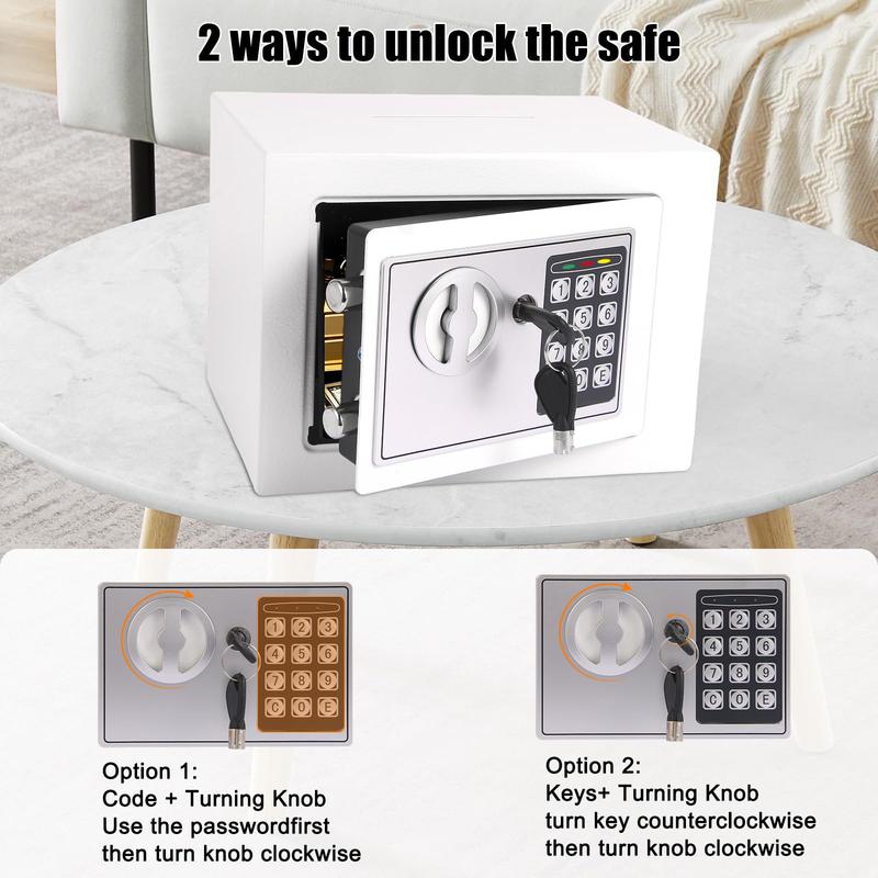 Mini Electronic Safe Box With Digital Keypad & Keys  Small Deposit Boxes Slot Safety For Home Office Dorm Drop-resistant Durable (white) Mini Electronic Safe Box With Digital Keypad & Keys  Small Deposit Boxes Slot Safety For Home Office Dorm Drop-resistant Durable (white)