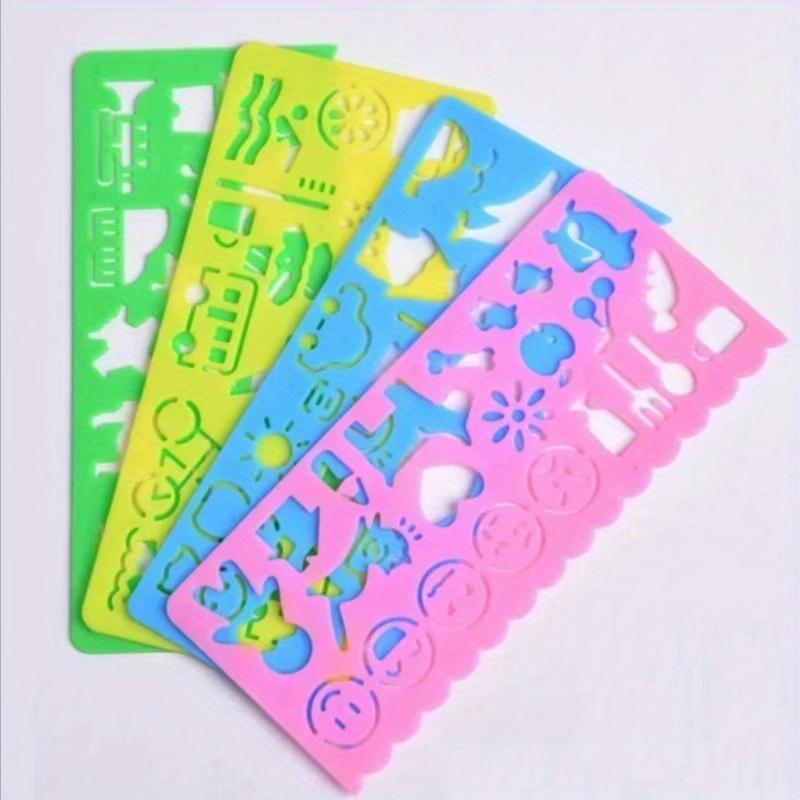 4 Cartoon Drawing Template Rulers for Students, School Supplies for Artistic Hand Drawing, Creative Art Tools for Kids