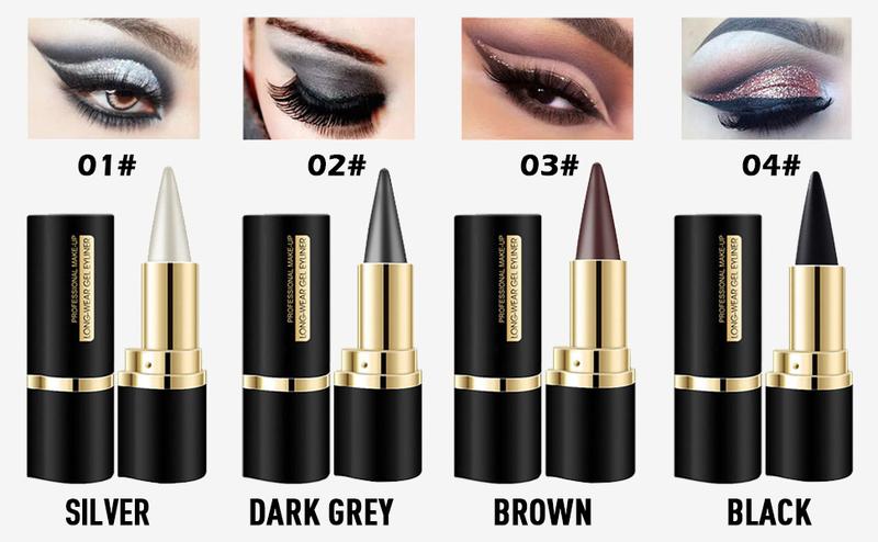 2pcs Black Gel Eyeliner Pencil, eyeshadow natural black eyeliner cream waterproof smudge proof, eye liner black smoky eyeshadow palette stick crayon, Goth Halloween Makeup, Lipliner Flawless - Smooth, Multicolor, Gift, Cosmetic