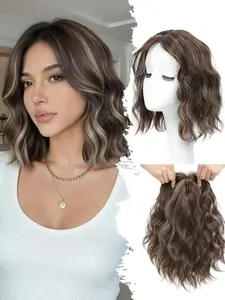 12 Inch Short Light Synthetic Hair Topper, Lightweight Breathable Base, Natural Fluffy Volume, Complete Scalp Coverage for Women, Synthetic Wigs, Curly Wig, Curled Wig