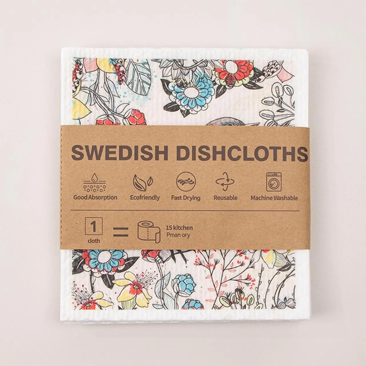 6-Piece Printed Swedish Cloth Set, Kitchen Dish Towel, Non-Woven Wood Pulp Cotton Cleaning Cloths, Durable & Reusable