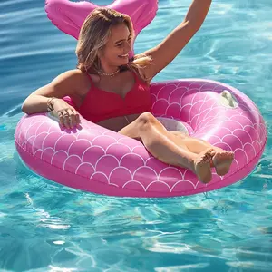 Mermaid Swim Ring with Handle and Mesh Seat, Thickened Summer Pool Float, Fun Pool Party Float, Beach Vacation Essential, Pool Party Photo Prop