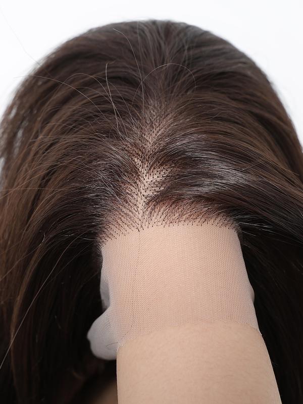 13x6 HD Transparent Lace Front Wig 22Inch Deep Brown Color Synthetic Lace Wig Glueless Lace Wig High Temperature Chemical Fiber Daily Wear&Christmas&Music Festival&Party&Halloween-Natural Look & Comfort Fit