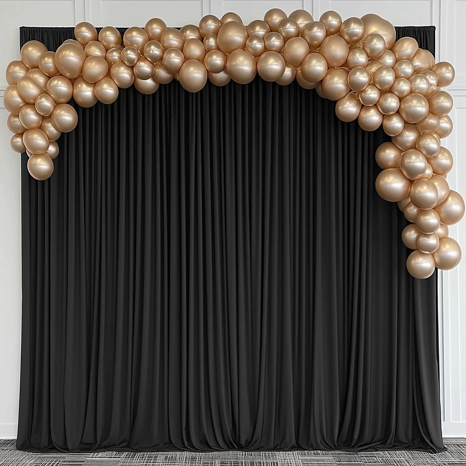 Black Backdrop Curtains for Wedding Parties, 10x10FT Wrinkle Free Photo Backdrop Curtains for Wedding Birthday Party  Shower, Fabric Drape with Rod Pockets 5ft x10ft, 2 Panels
