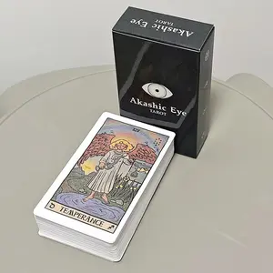 Akashic Eye Tarot Cards 78 Pcs, Portable Fortune-Telling Game, Reverse Pictorial Display, Ideal for Easter, Christmas, Halloween Gifts
