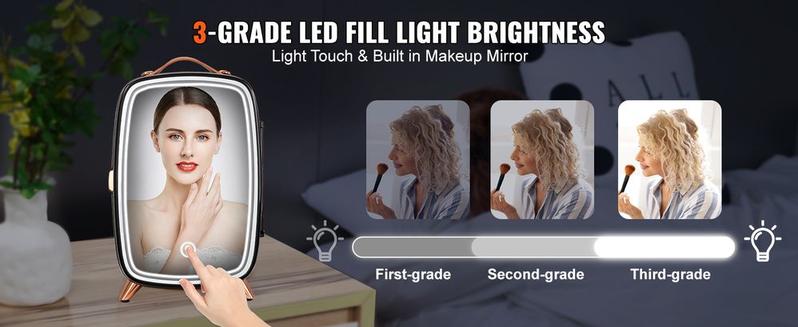 VEVOR Mini Fridge, 6L Skincare Fridge with LED light and HD Mirror, AC/DC Makeup Fridges for Skin Care, Cosmetic Storage, Chill Face Mask Drink, Small Refrigerator for Bedroom Dorm Desktop, Black