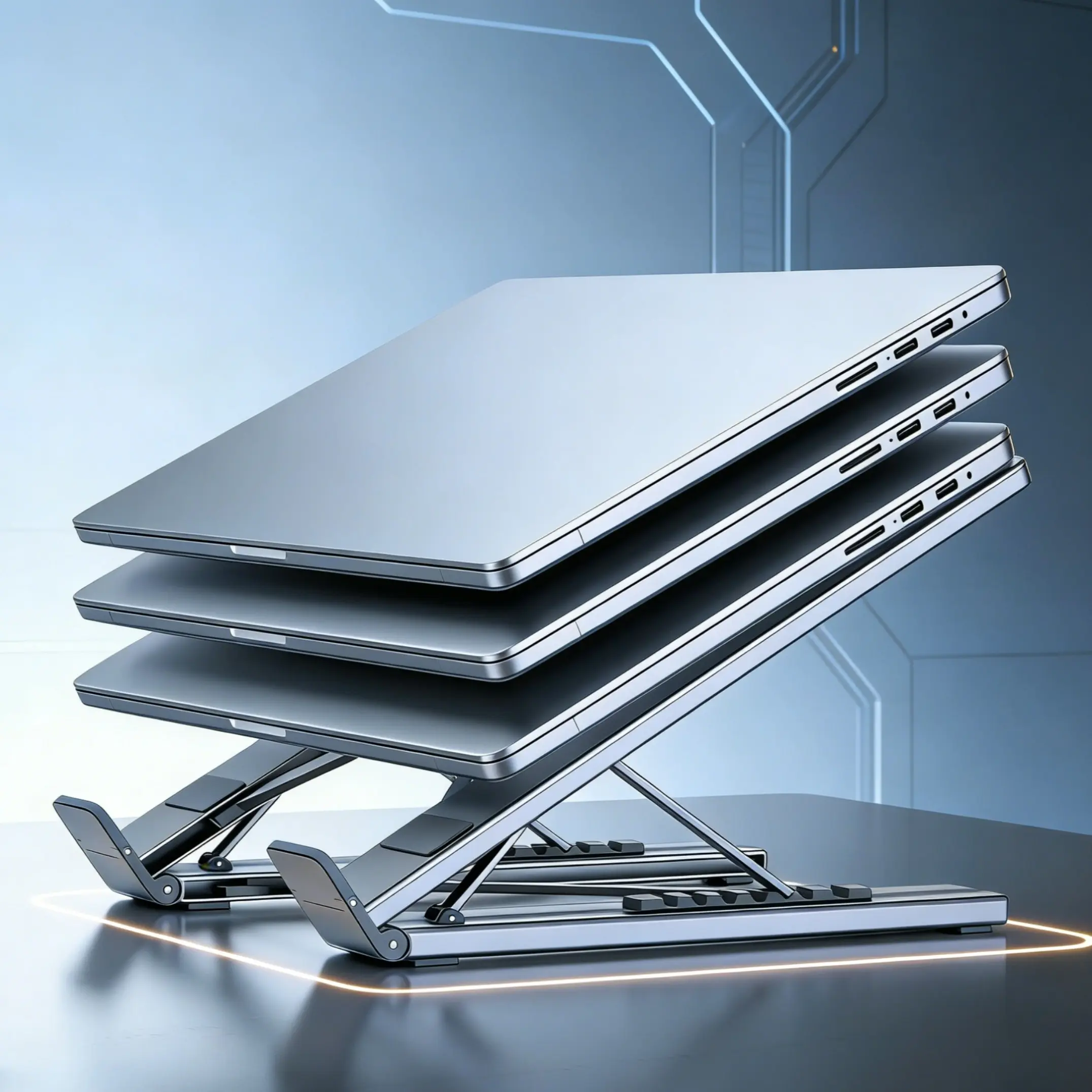 Adjustable Height Laptop Stand, Foldable Dual Layer Aluminum Alloy Cooling Stand, Multi-Positional Elevating Notebook Holder