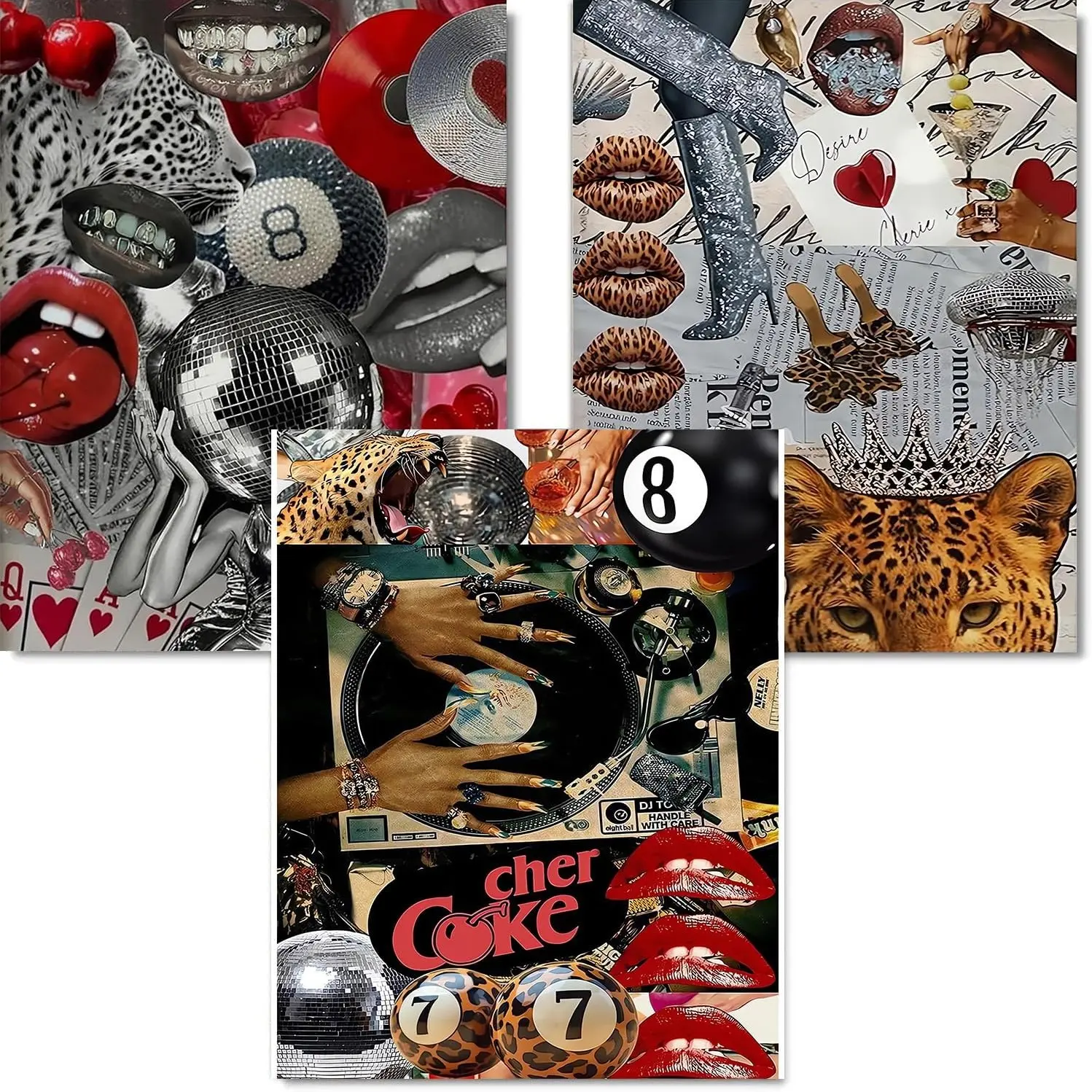 Diamond Art Kits for Adults Beginner, 3 Pack Fashion Leopard DIY Diamond Painting Kits 5D Diamond Dots Gem Art Crafts with Tools, Girlly Round Full Drill Funny Crafts for Home Wall Decor&Gift-12X16in