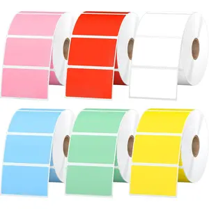 6 Color 2.25" x 1.25" Multipurpose Rectangular Direct Thermal Label Rolls Compatible with  & Rollo Label Printer, Self-Adhesive & Perforated Address Shipping Barcode Thermal Stickers