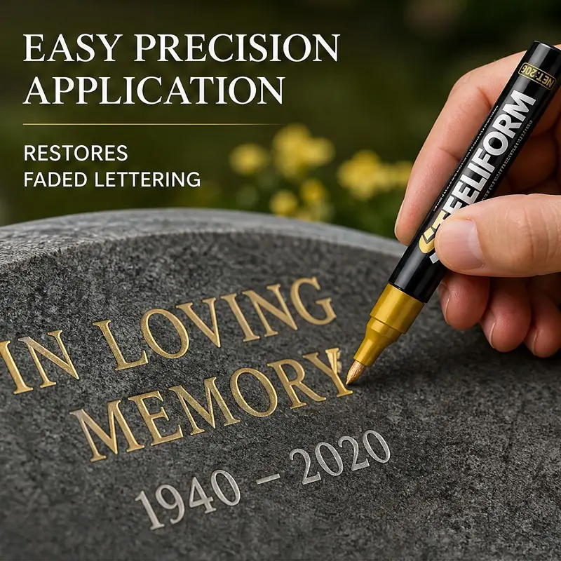 Steelform Tombstone Repair Paint Pen Set, Waterproof Weatherproof Stone Carving Renewal Pen, Cemetery Marker Restoration Kit
