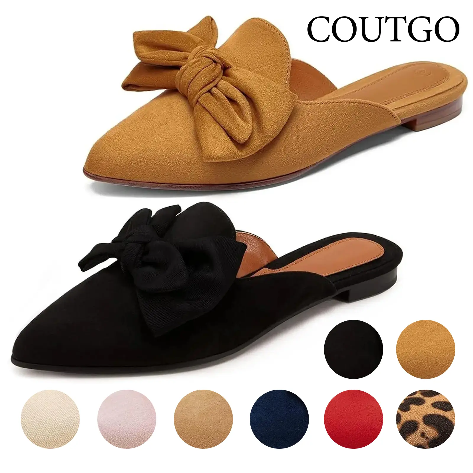 Coutgo Mules for Women Slip On Comfortable Pointed Toe Womens Loafers Women's Flats for Women's Mules & Clogs Slippers Sandals Footwear tiktokshopbacktoschool