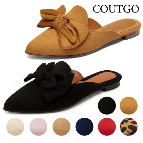 Coutgo Mules for Women Slip On Comfortable Pointed Toe Womens Loafers Women's Flats for Women's Mules & Clogs Slippers Sandals Footwear