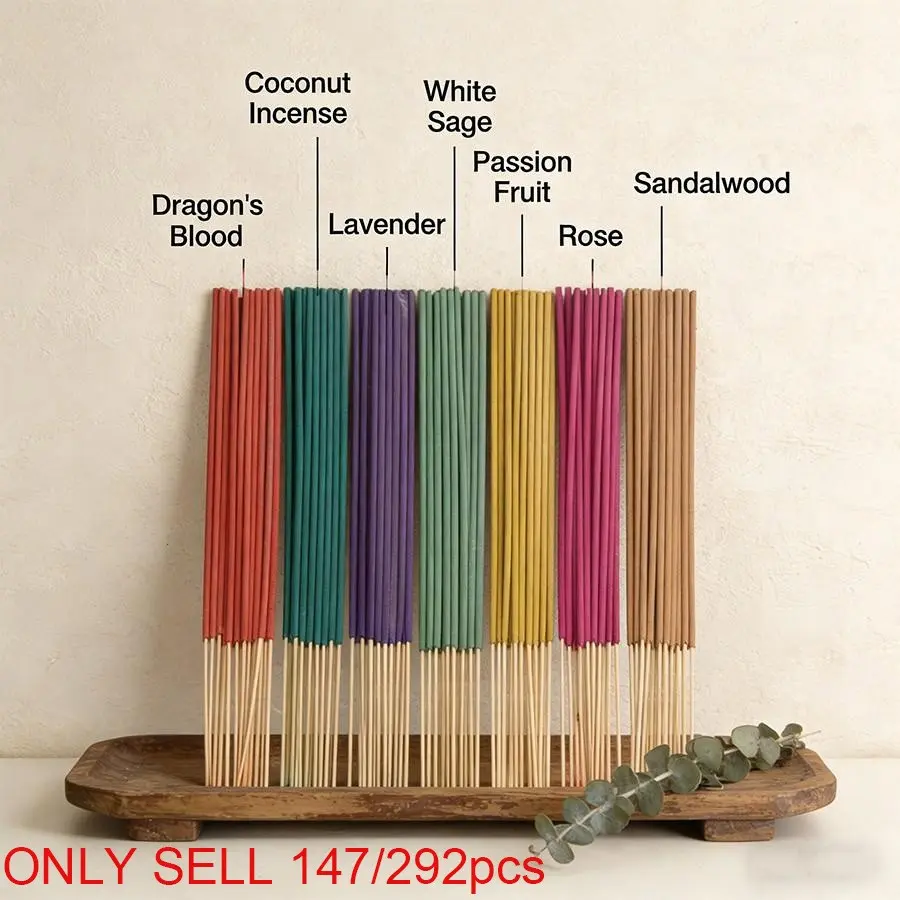 Handmade Bamboo Incense Sticks, Scented Home Fragrances, Home Fragrance Products, Aroma For Home, 7 Fresh Low Powder Scents, Fruit Floral Herbal Aromas, Includes Passionfruit Rose Lavender Sandalwood Coconut