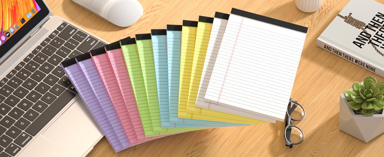 12pcs Small Legal Pads 5x8 Colored Note Pads Paper College Ruled Notepad Clear Print Writing Pads 5 x 8 Legal Pads Perforated Narrow Ruled Pads of Paper (Multicolor)