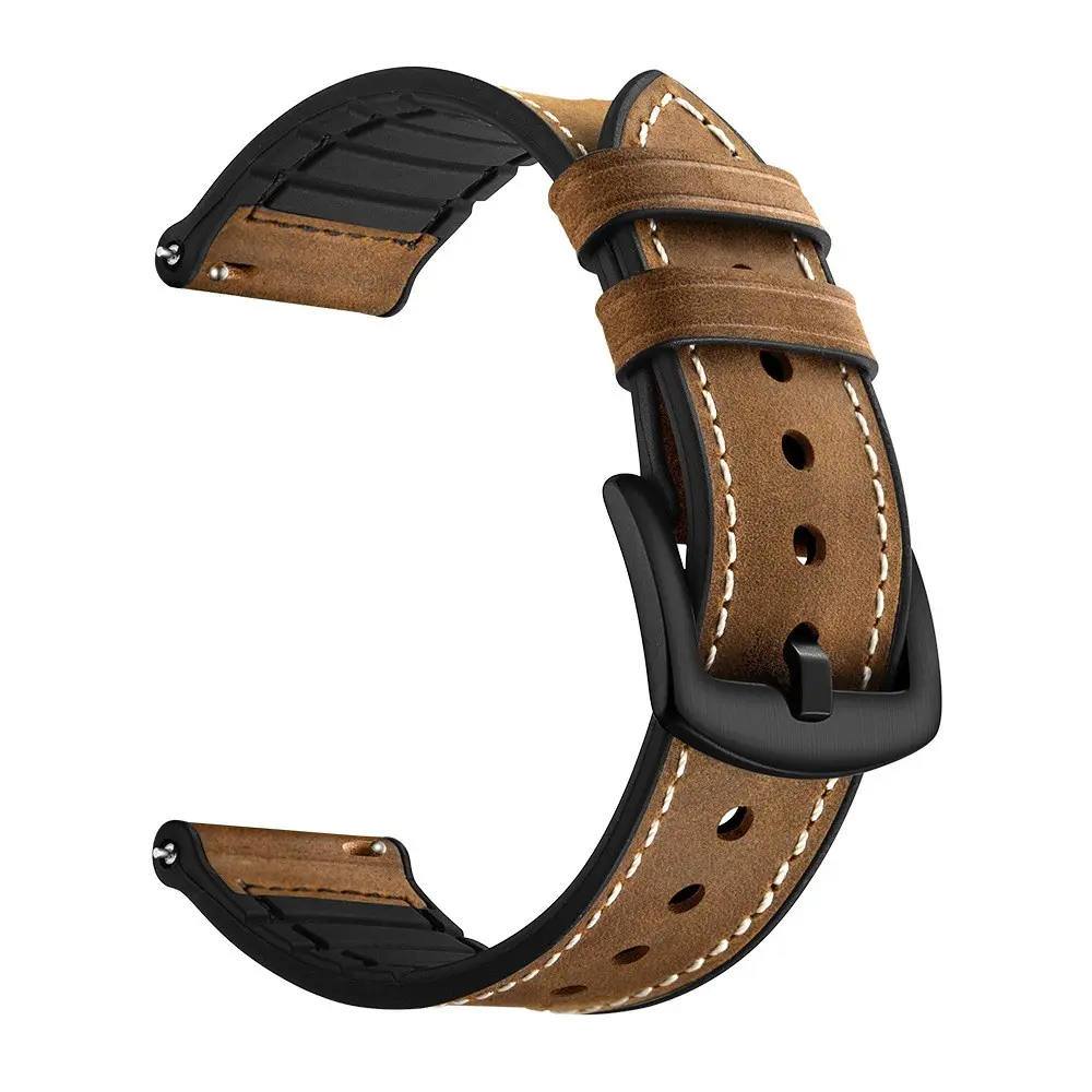 Leather Watch Strap for Samsung Galaxy & Garmin, 20mm/22mm PU Leather, Comfortable Durable Replacement, Fits Gear S3/live/galaxy Watch, Smart Watch Straps, Wearable Accessories