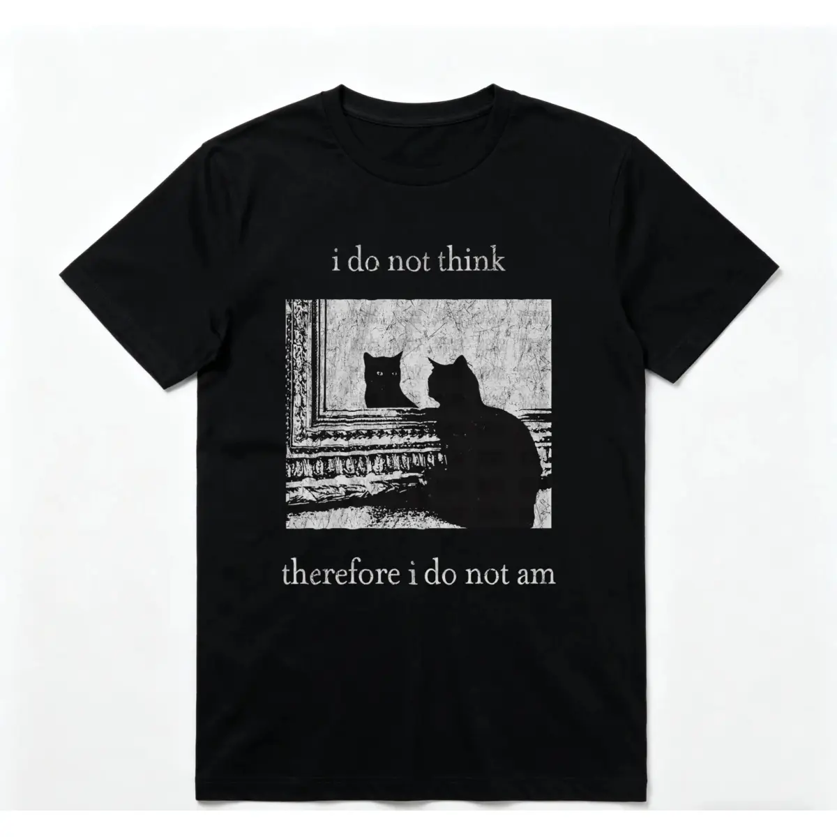 HAGBDH Women's Fitted 100% Cotton Comfortable Round Neck Shortsleeve Graphic Tee Top, Goth Streetwear "I Do Not Think Cat" Print, 90s Vintage Casual Stretch Unisex Philosophy Student Gift for Party, Tops