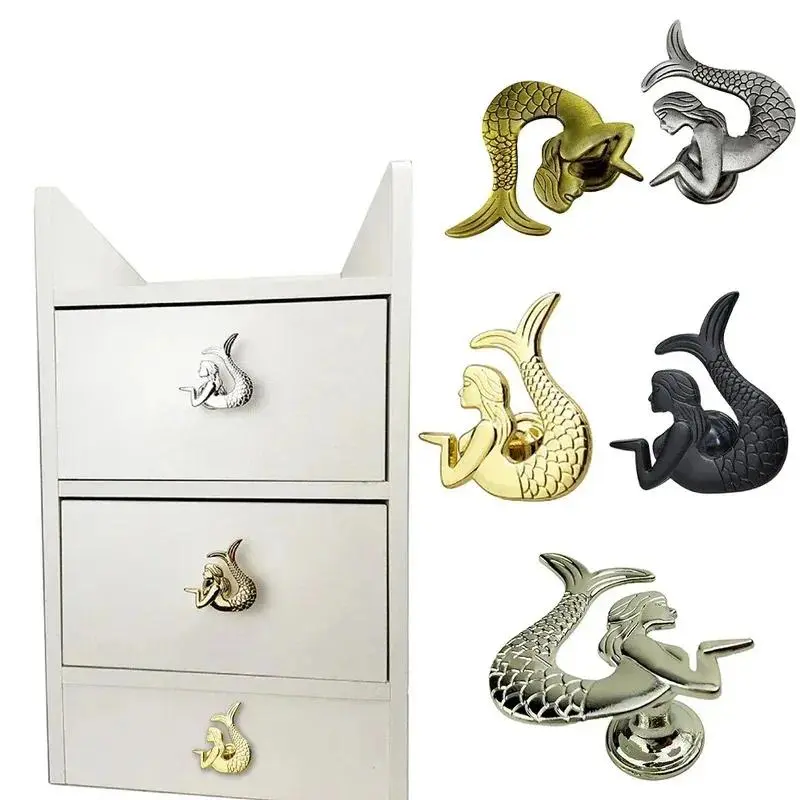 Retro Furniture Handle Drawer Knob Cabinet Door Handle Furniture Handware Mermaid-shaped Cupboard Wardrobe Antique Pull Handles