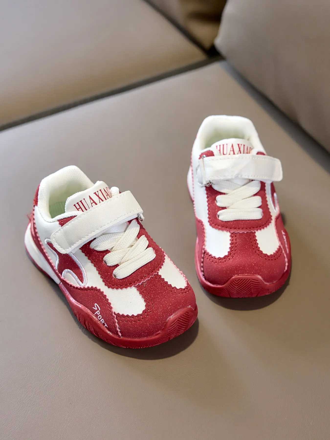 PU Leather Waterproof Anti-Slip Shoes, Casual Round Toe Velcro Flat Sneakers, All-Season Toddler Footwear, Toddler Walking Sneakers
