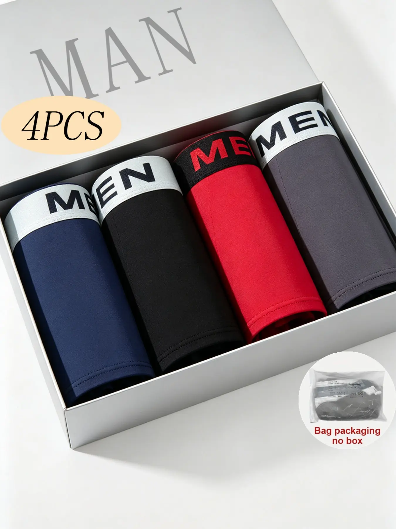 4-Pack Men's Briefs with Colorblock Letter Waistband, High Elasticity, Comfortable Breathable Trunk, All-Season Wear, Casual Comfy Underwear