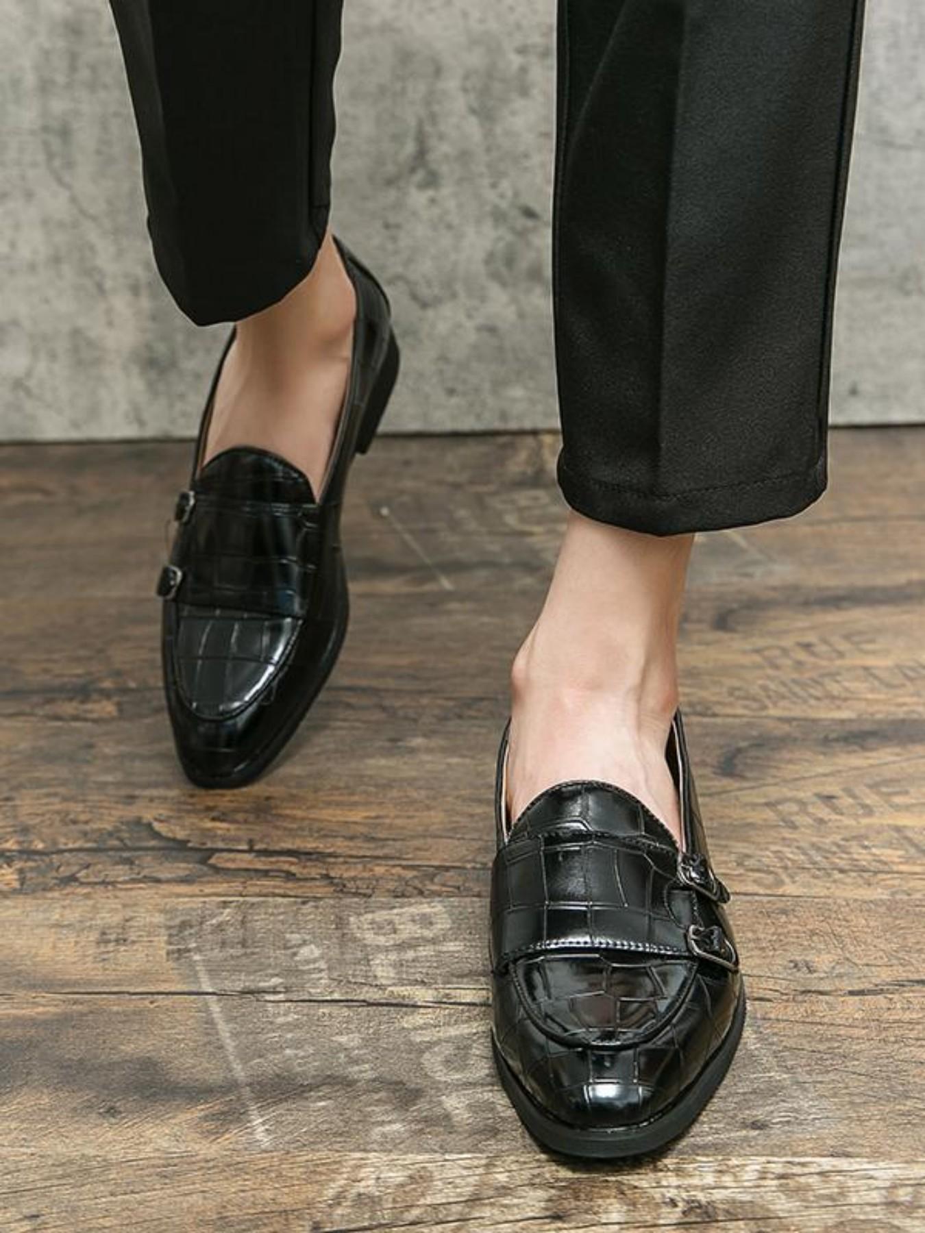 Men's Fashionable All-match Crocodile Embossed Slip on Dress Shoes, Casual Comfortable Loafers for Work Office, Fashion Shoes for Party, Daily Clothing Decor