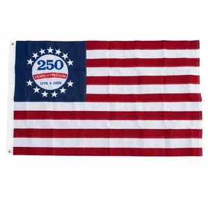 2026 USA 250th Anniversary 3x5 Ft Polyester Flag - True Double-Sided Embroidered Stripe Commemorative Flag, Lightweight Default Hanging Home Decor Tapestry