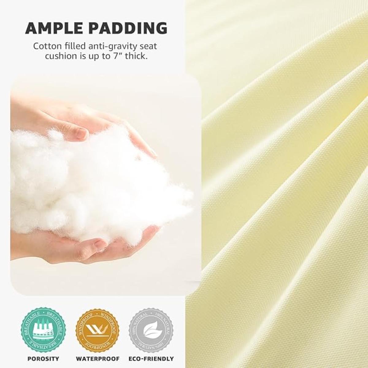 DANGHOOGY Egg Chair Cushion, Hammock Swing Chair Cushion, Waterproof Soft Comfy Hanging Basket Seat Pads Back Cushion, Thicken Hanging Egg Chair Cushion, 35x47 Inches (Beige)