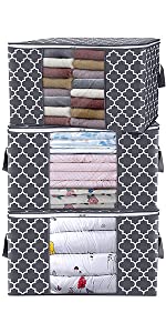 Clothes Storage Bags, Large Capacity Blanket Storage Containers Organizers for Comforters, Bedding, Foldable 3 Layer Fabric, Sturdy Zippers, Reinforced Handle,Clear Window,(Grey, 6 x 100L) Clothes Storage Bags, Large Capacity Blanket Storage Containers Organizers for Comforters, Bedding, Foldable 3 Layer Fabric, Sturdy Zippers, Reinforced Handle,Clear Window,(Grey, 6 x 100L)