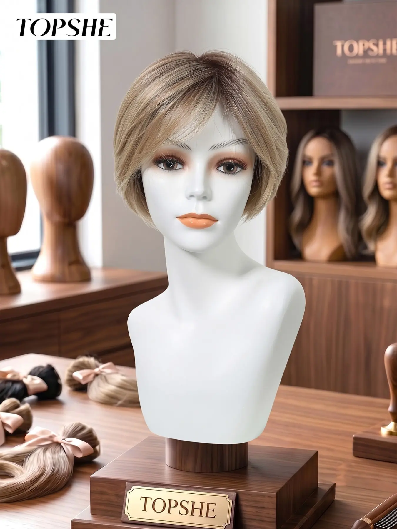 Topshe Short Bob Wig, 8 Inches, Natural Look, Comfortable Scalp, Versatile Styling, Perfect for All Occasions