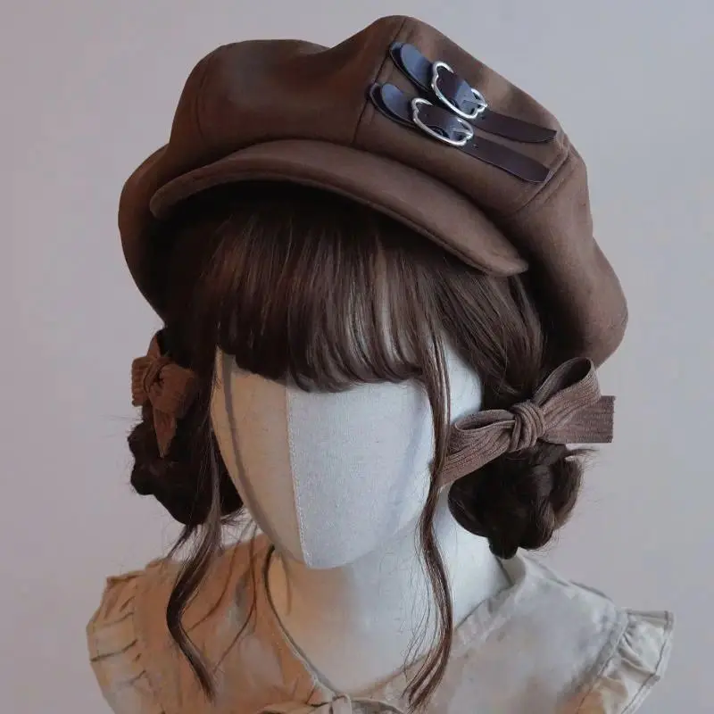 Brown Cloud Beret Hat for Women, Trendy Y2K Style, Face-Flattering Fall Winter Warm Cap