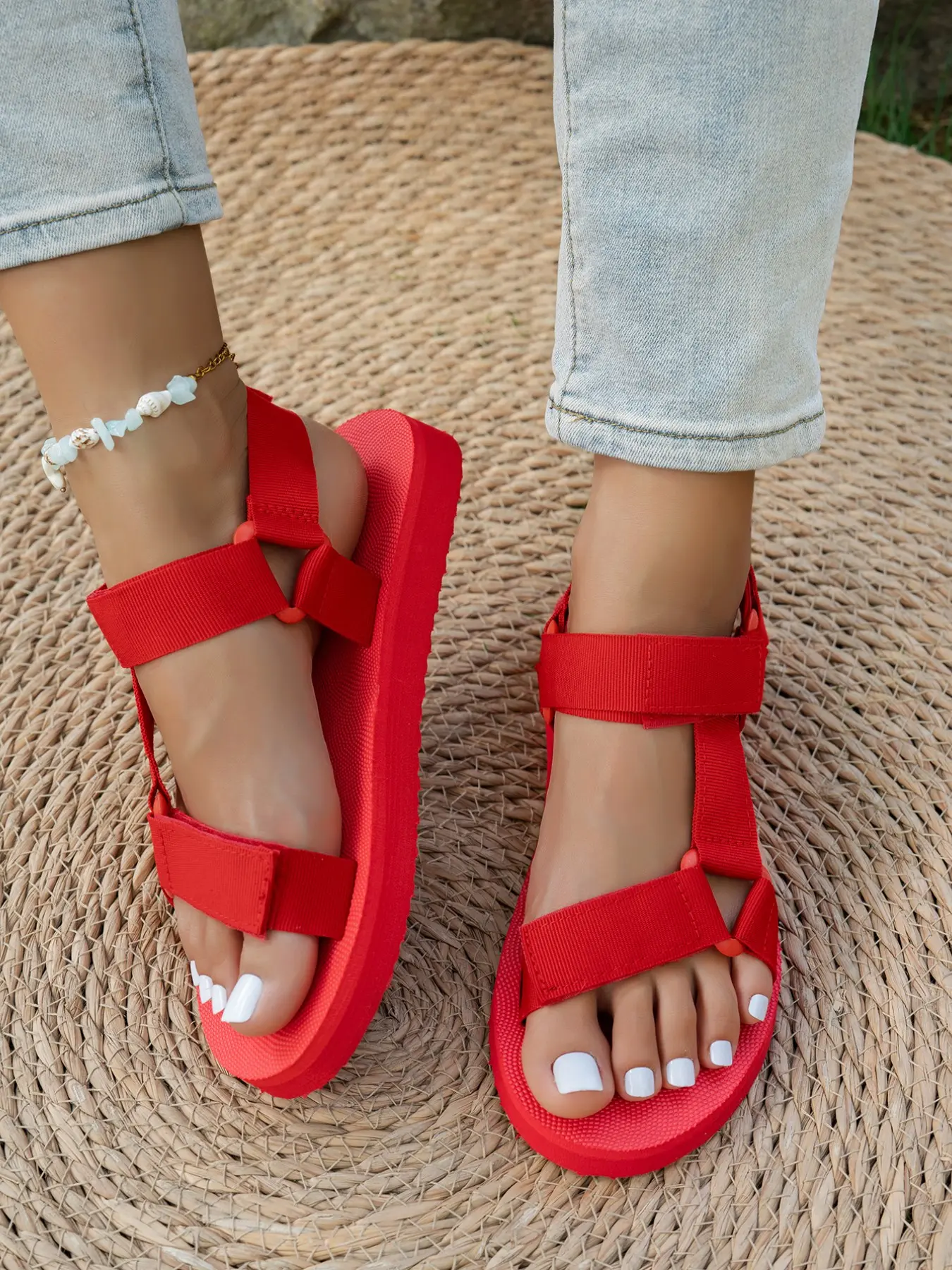 Women's Adjustable Beach Sandals, Non-Slip Rubber Sole, Lightweight & Durable, Ideal for Spring/summer Outdoor Activities