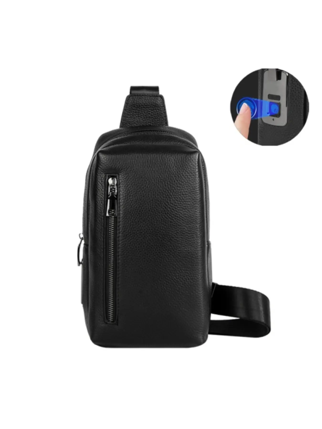 Fashion Anti-Theft Leather Crossbody Bag, Smart Fingerprint Lock, Men's Daily Commute Backpack, Versatile and Secure