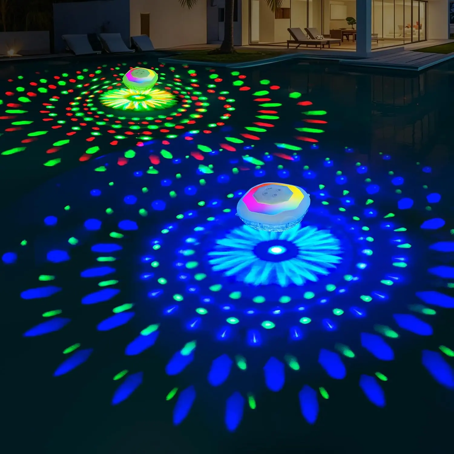 Pool Lights, 2 Pack Floating Pool Lights - IP68 Waterproof Color Changing LED Pool Light, Automatic RGB Submersible Light for Inground and Above Ground Pools, Decorative Pond Light