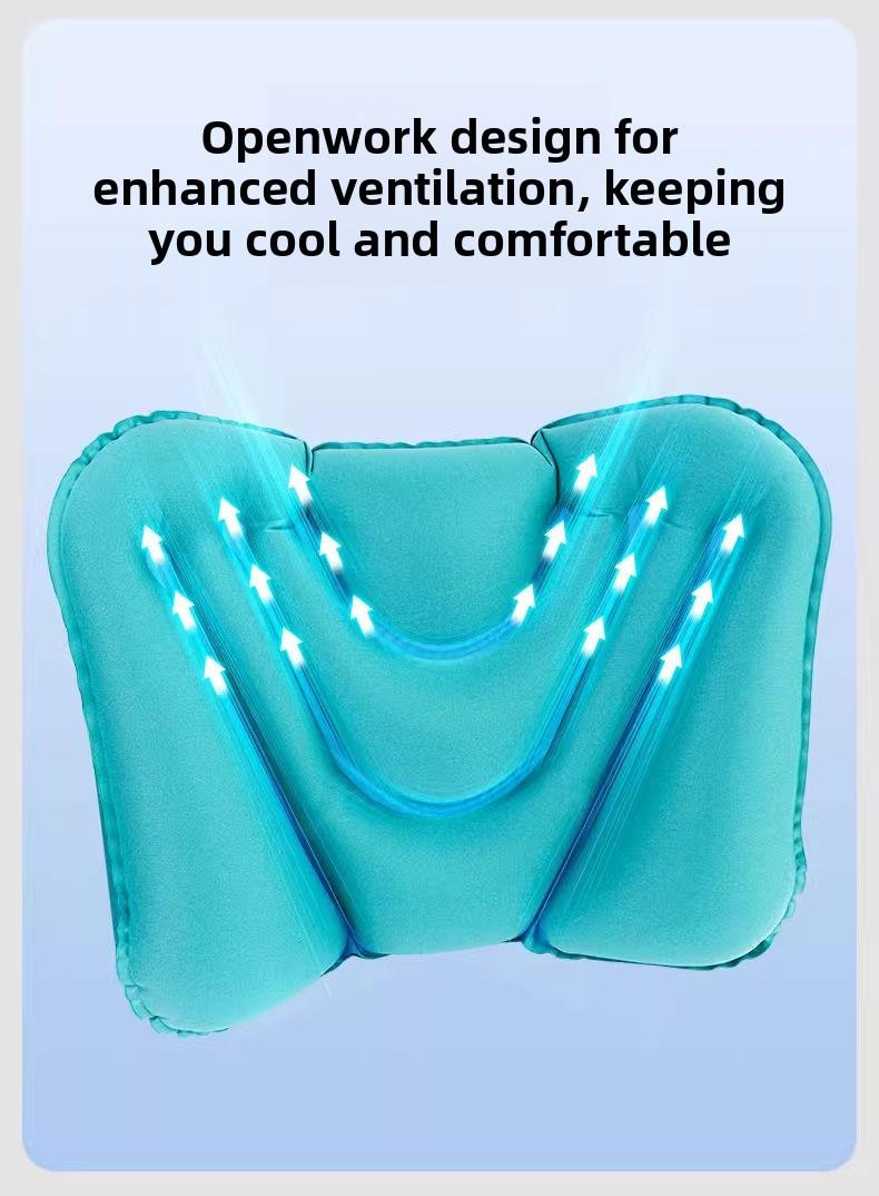 TPU Inflatable Lumbar Neck Pillow Portable Foldable Press Type for Travel Office Car