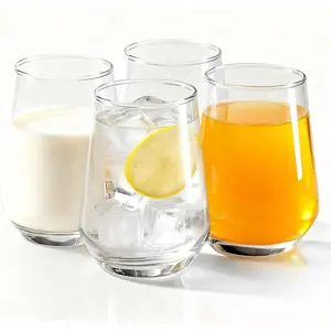 Drinking Glasses - Set of 4-13oz. Margarita Glass Cups - Dishwasher Safe Cocktail Clear Heavy Base Tall Beer Glasses, Water Glasses, Bar Glass, Wine, Juice, Iced Tea Transparent glass